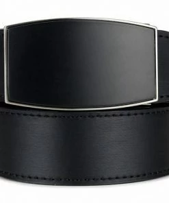 NexBelt Aston Brushed Nickel Finish Buckle PreciseFit W/ Black Leather Belt
