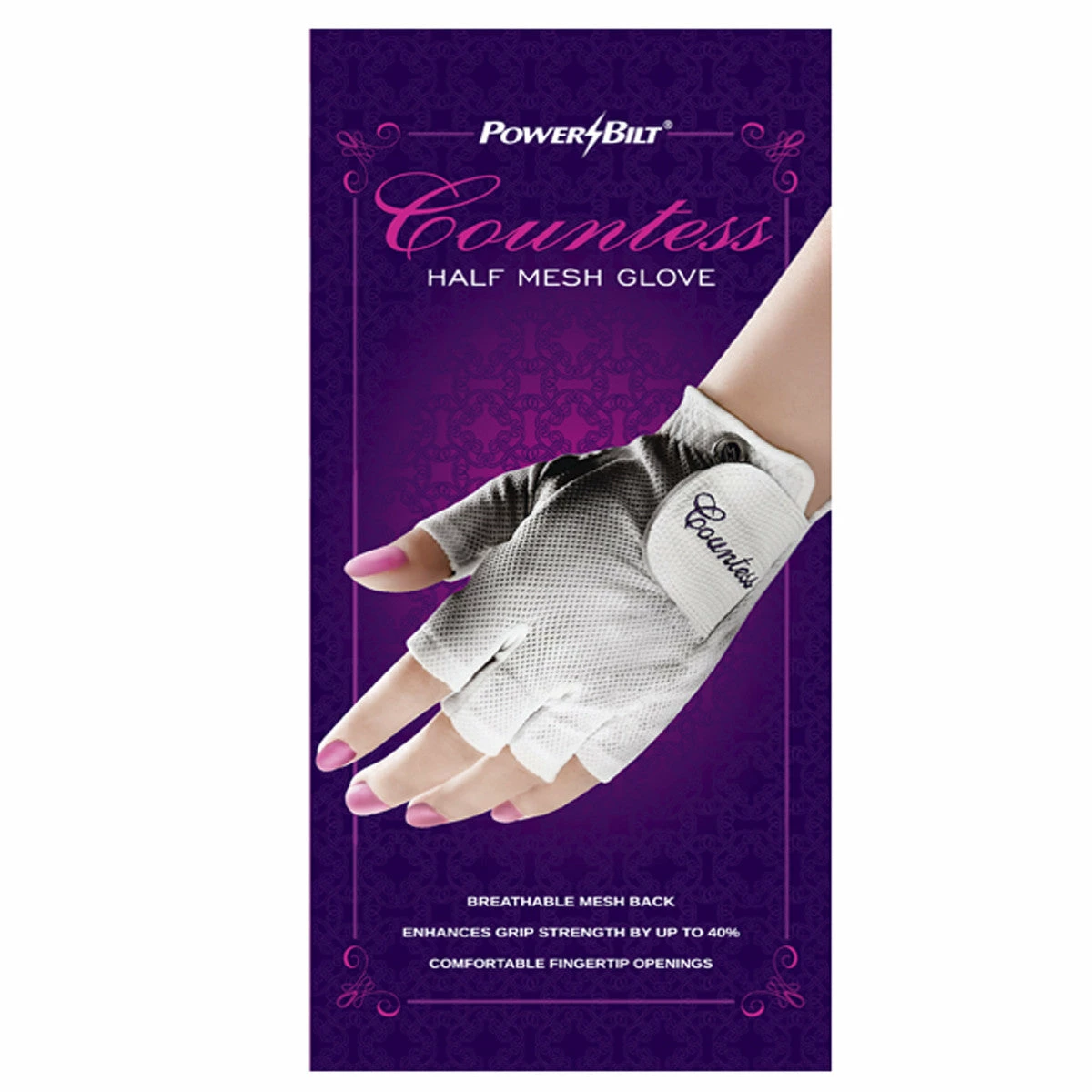 Hireko Powerbilt Countess Half-Finger Ladies Golf Glove 5 Hireko Powerbilt Countess Half-Finger Ladies Golf Glove - Image 3