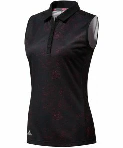Caddiesshack Golf Store Adidas Womens Dot Print Sleeveless Golf Polo Shirt -Outlet TaylorMade Drivers Store Dot Print Sleeveless Golf Polo Black