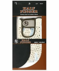 J&M HJ Golf Half Finger Cotton Knit & Leather Gloves