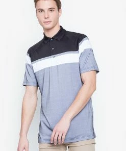Callaway Jack Nicklaus Black Label By Perry Ellis Yarn Dyed Color Block Polo Shirts -Outlet TaylorMade Drivers Store YarnDyedColorBlockPolo CaviarBlack1